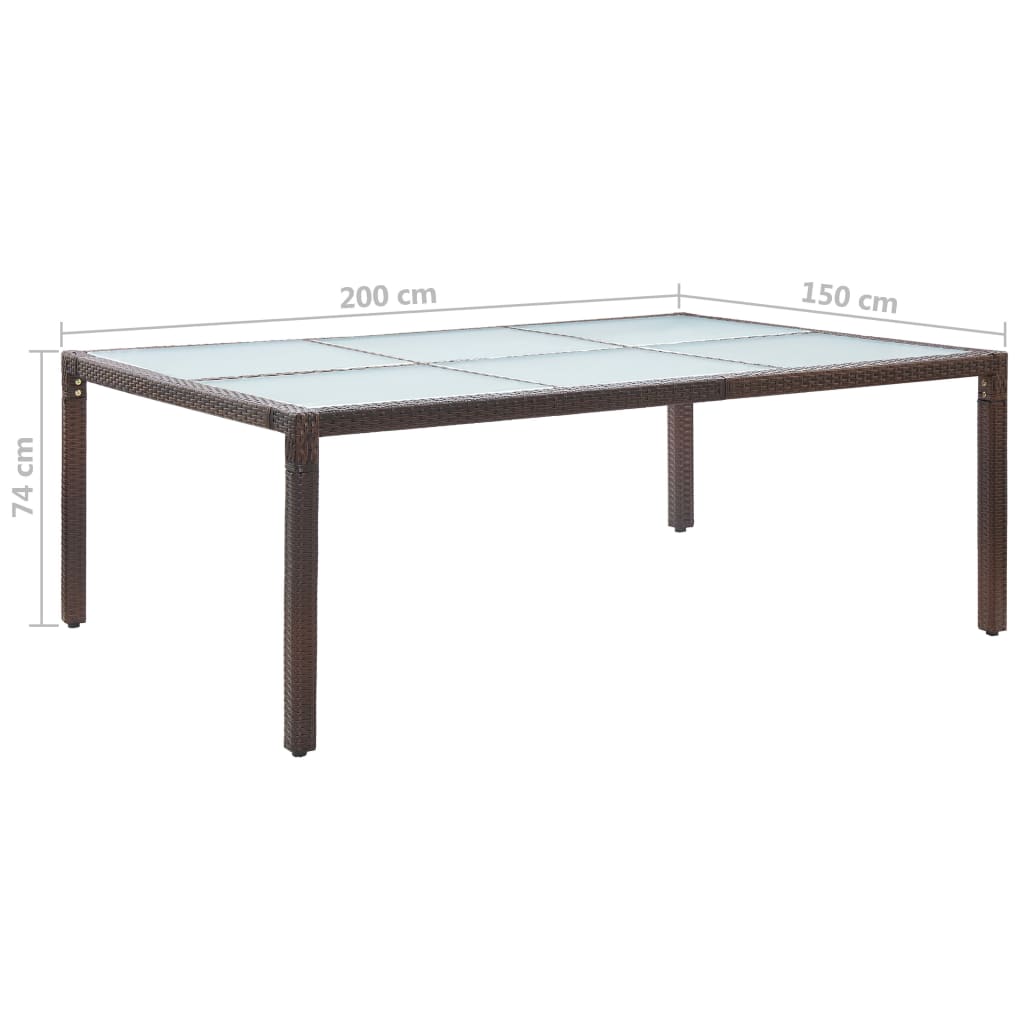 vidaXL Outdoor Dining Table Brown 200x150x74 cm Poly Rattan