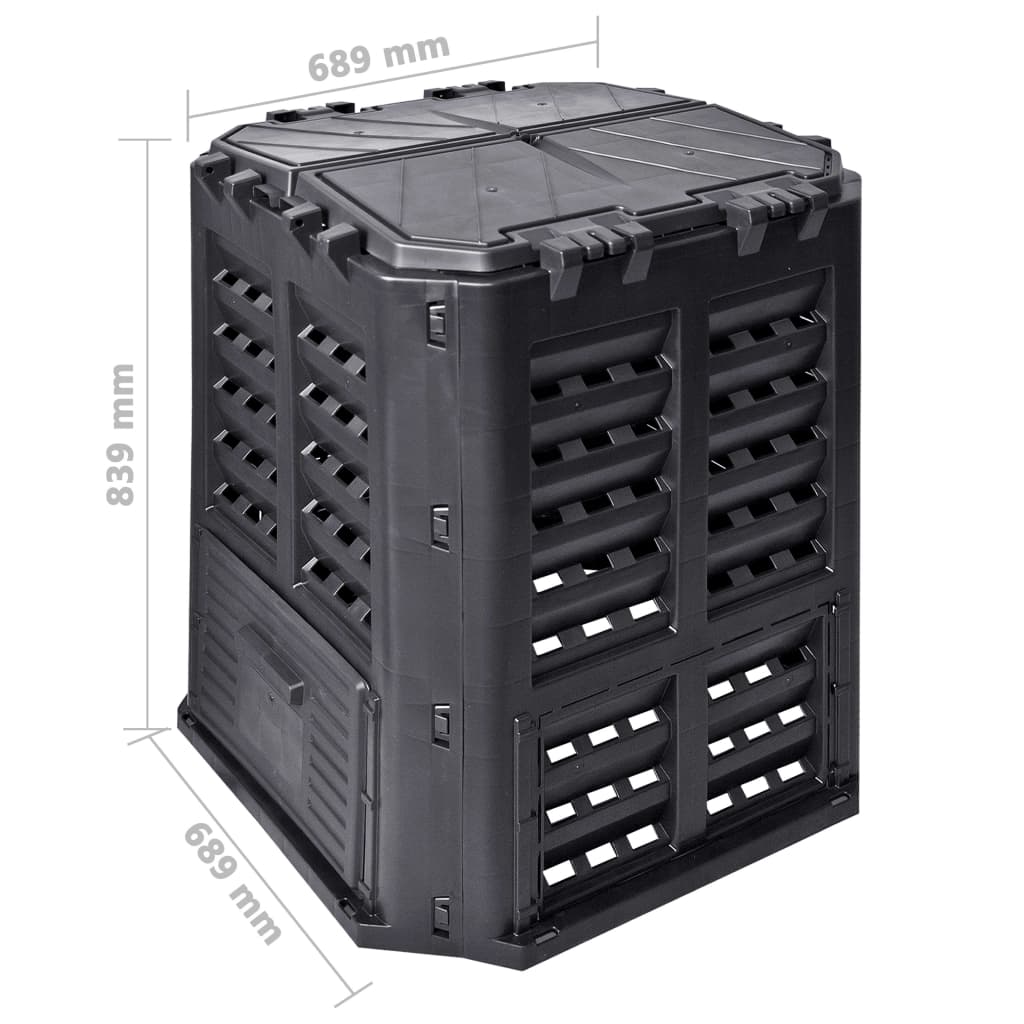 vidaXL Garden Composter Black 68.9x68.9x83.9 cm 360 L