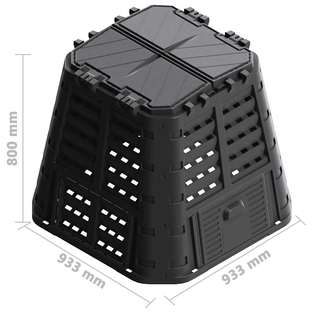 146276 vidaXL Garden Composter Black 93,3x93,3x80 cm 480 L