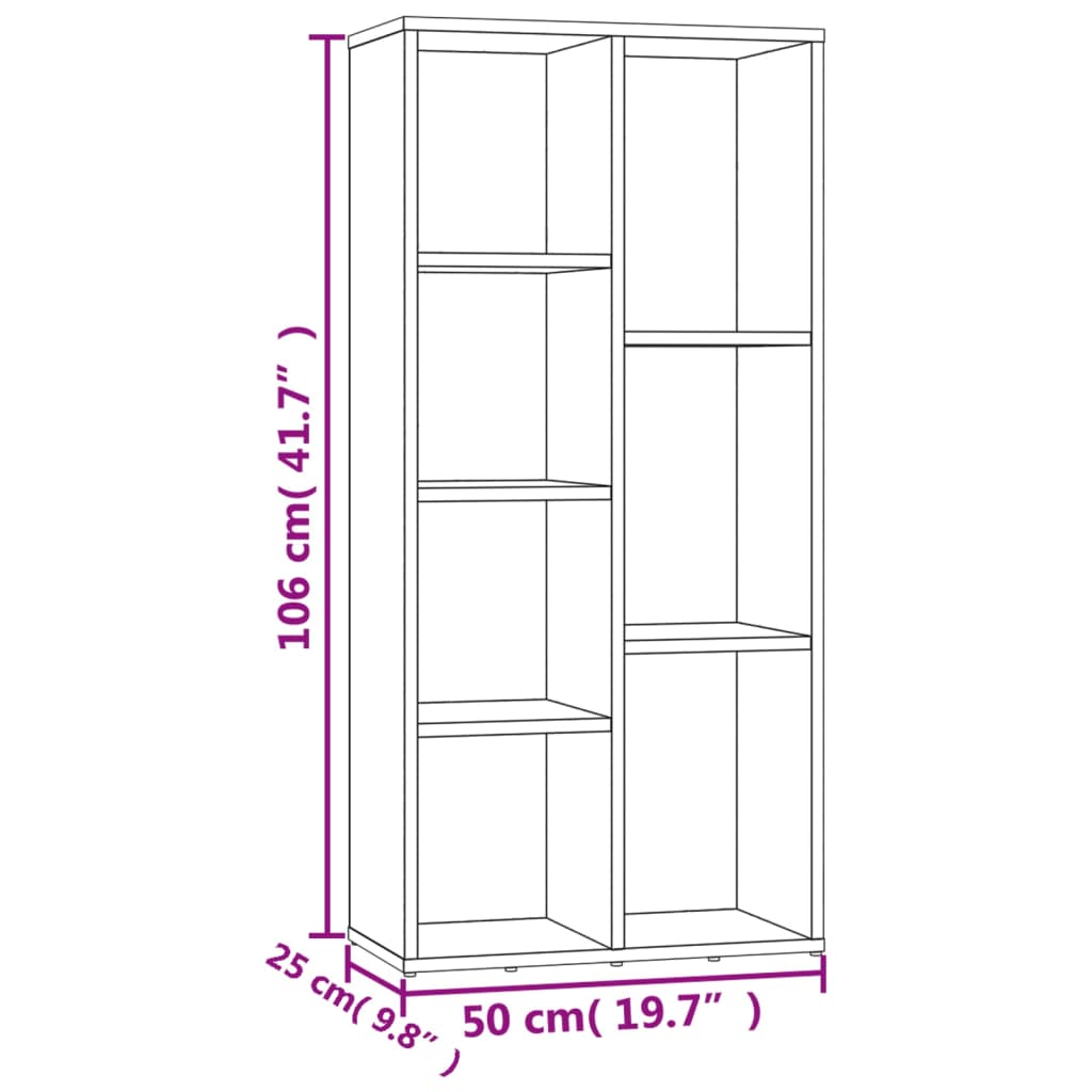 vidaXL Book Cabinet Sonoma Oak 50x25x106 cm Engineered Wood