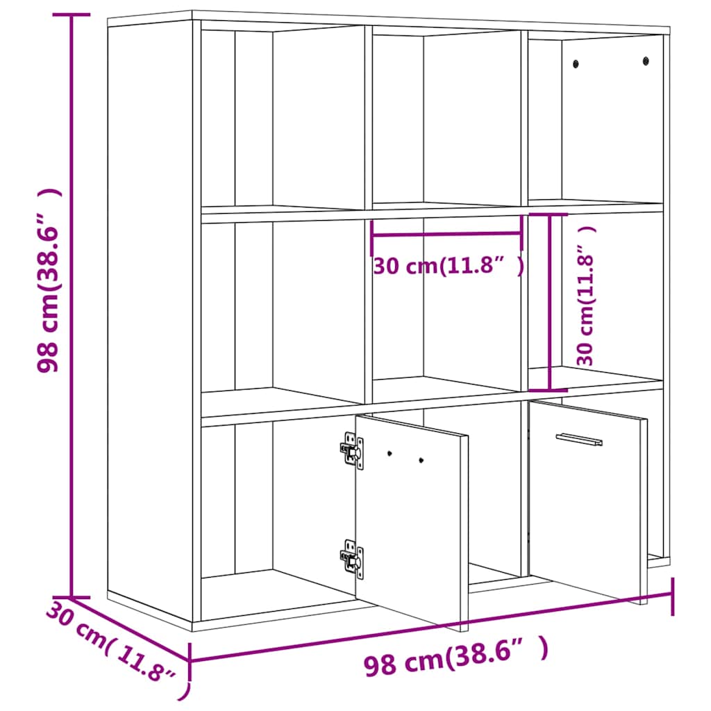 801120 vidaXL Book Cabinet Concrete Grey 98x30x98 cm Engineered Wood