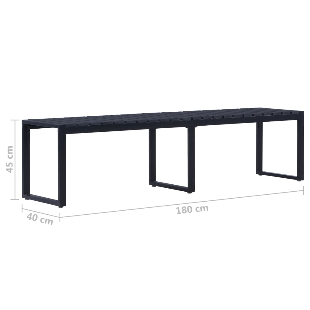 vidaXL Garden Bench | Black | PS board | 180 cm wide | Durable | Garden Bench