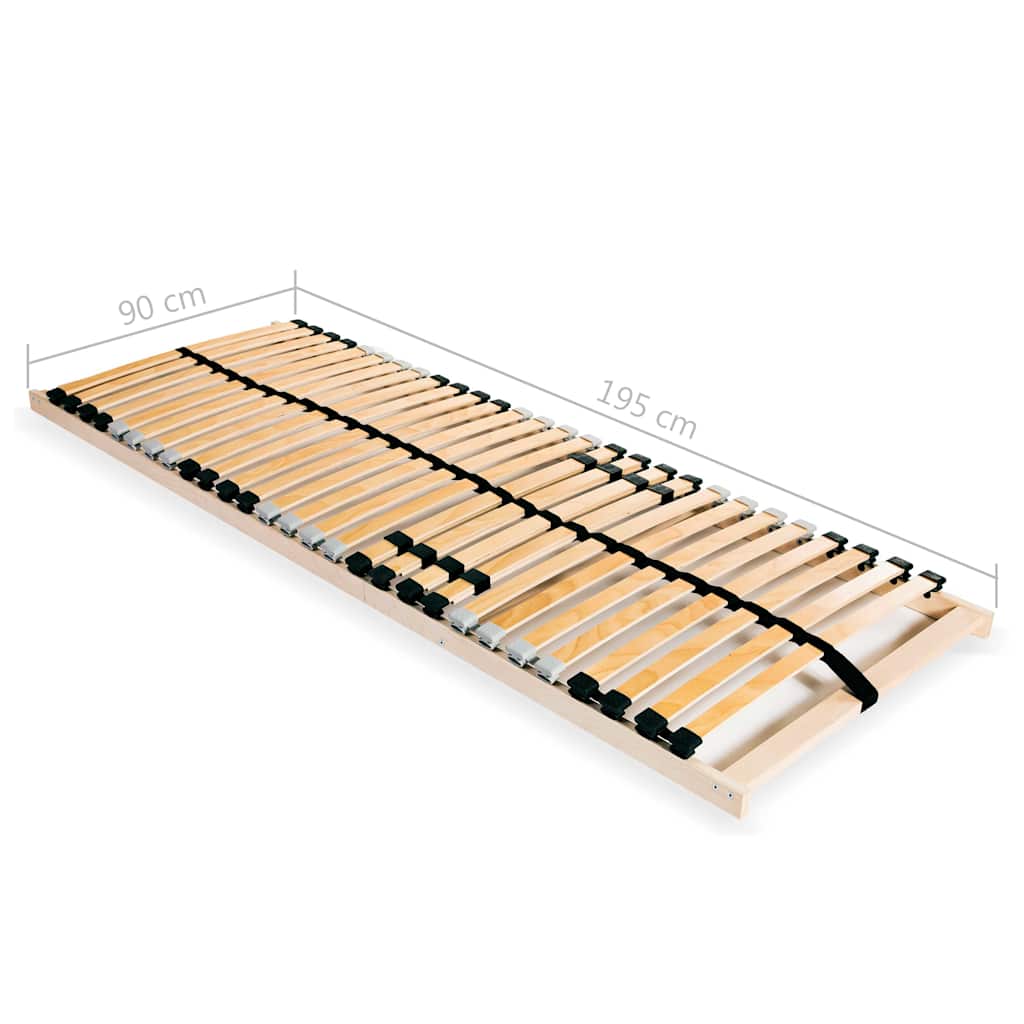 vidaXL Slatted Bed Bases without Mattress 2 pcs with 28 Slats 90x200cm