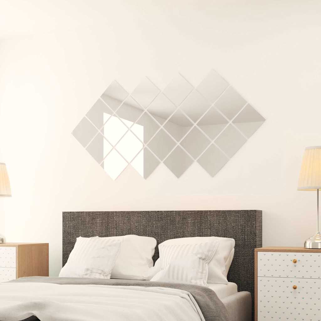 vidaXL 48 pcs Mirror Tiles Square Glass