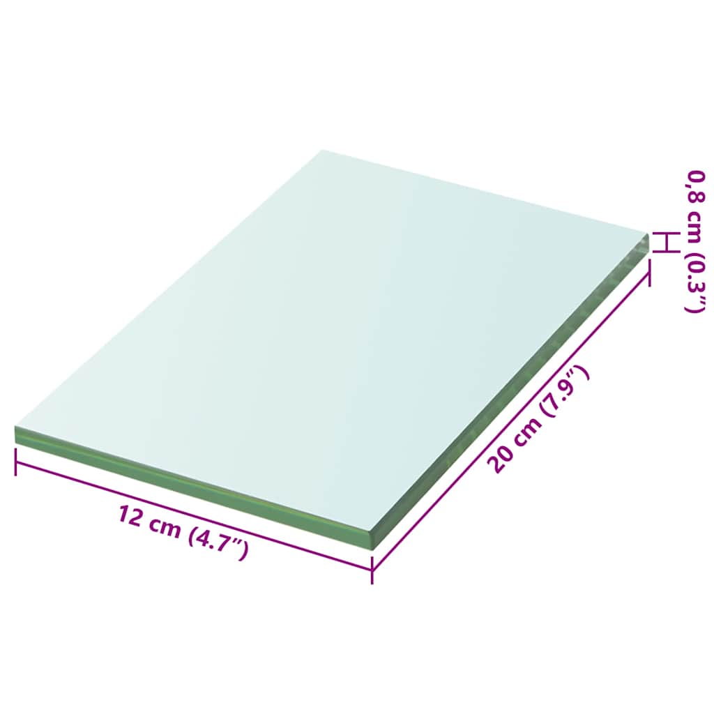 vidaXL Shelves 2 pcs Panel Glass Clear 20x12 cm
