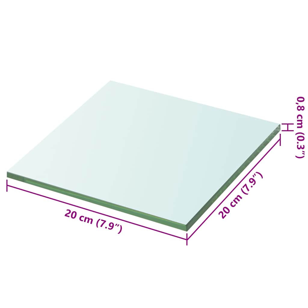 vidaXL Shelves 2 pcs Panel Glass Clear 20x20 cm
