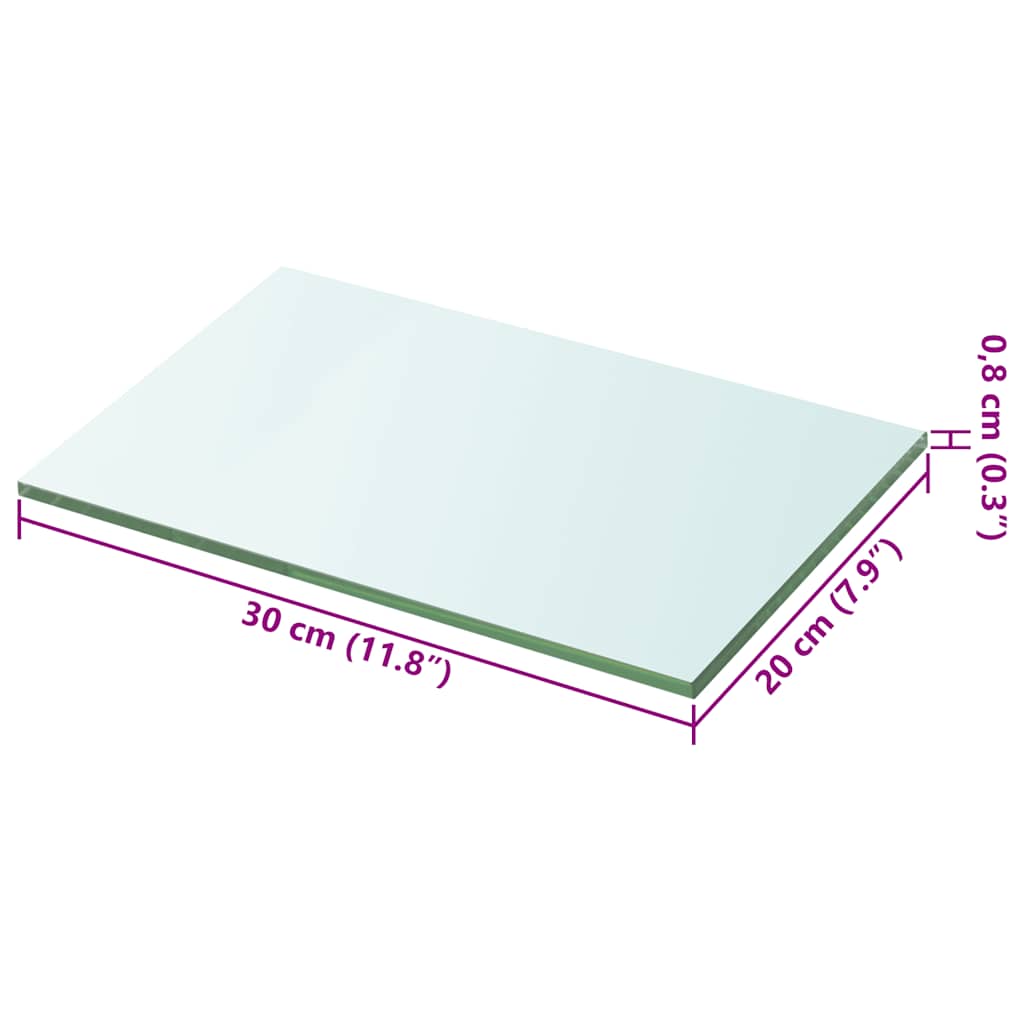 vidaXL Shelves 2 pcs Panel Glass Clear 20x30 cm