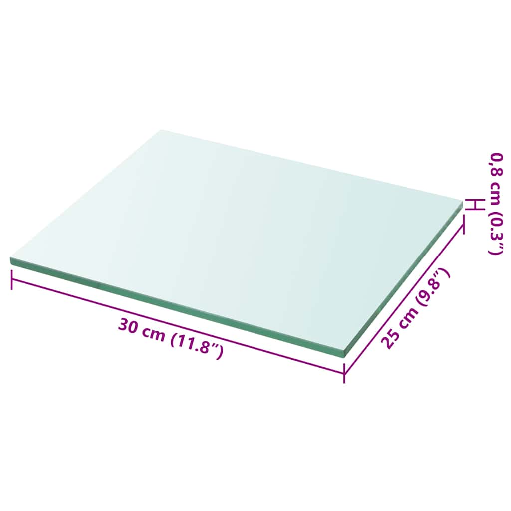 vidaXL Shelves 2 pcs Panel Glass Clear 30x25 cm