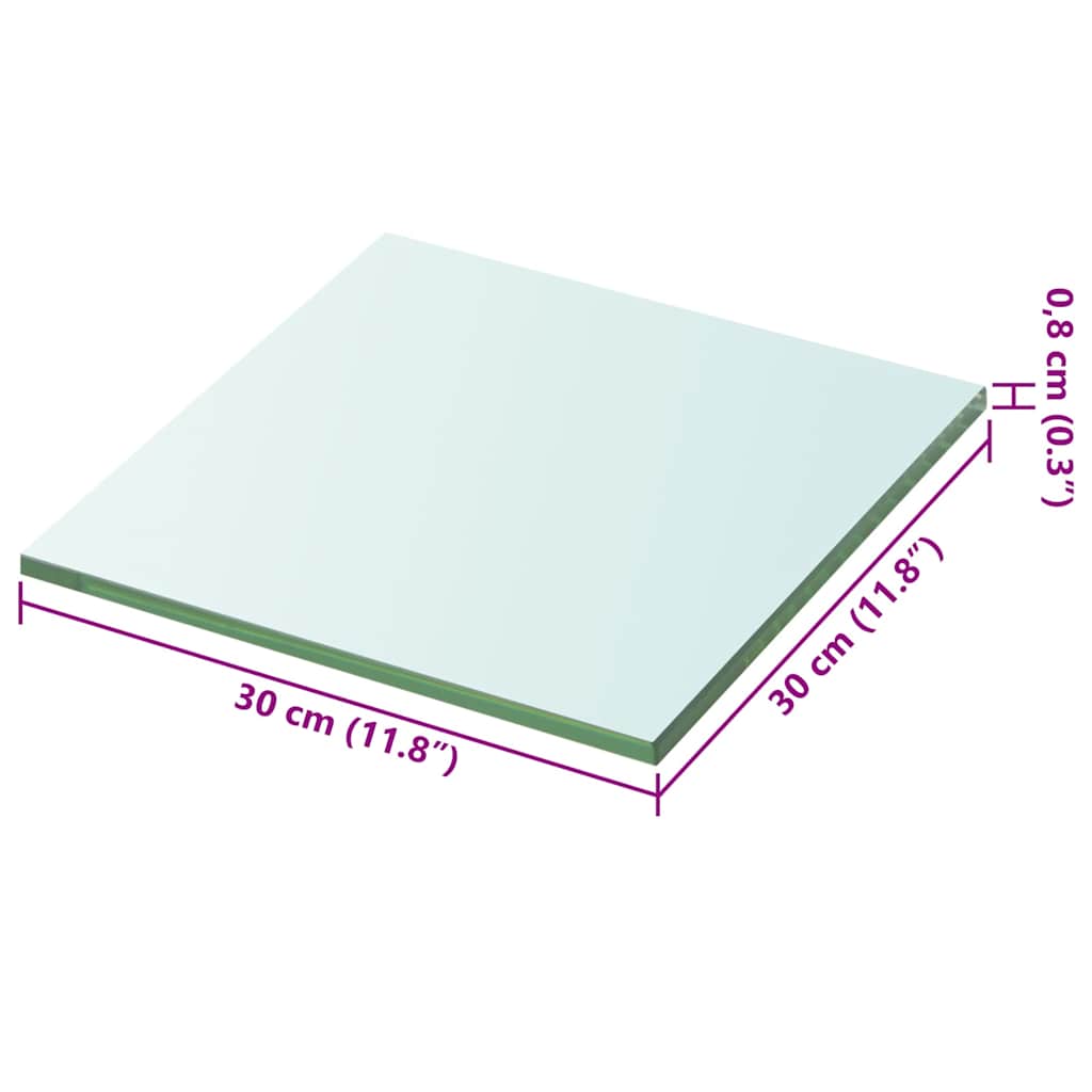 vidaXL Shelves 2 pcs Panel Glass Clear 30x30 cm