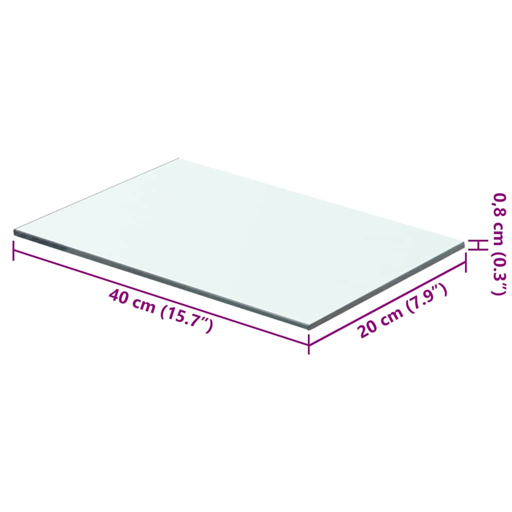 vidaXL Shelves 2 pcs Panel Glass Clear 40x20 cm