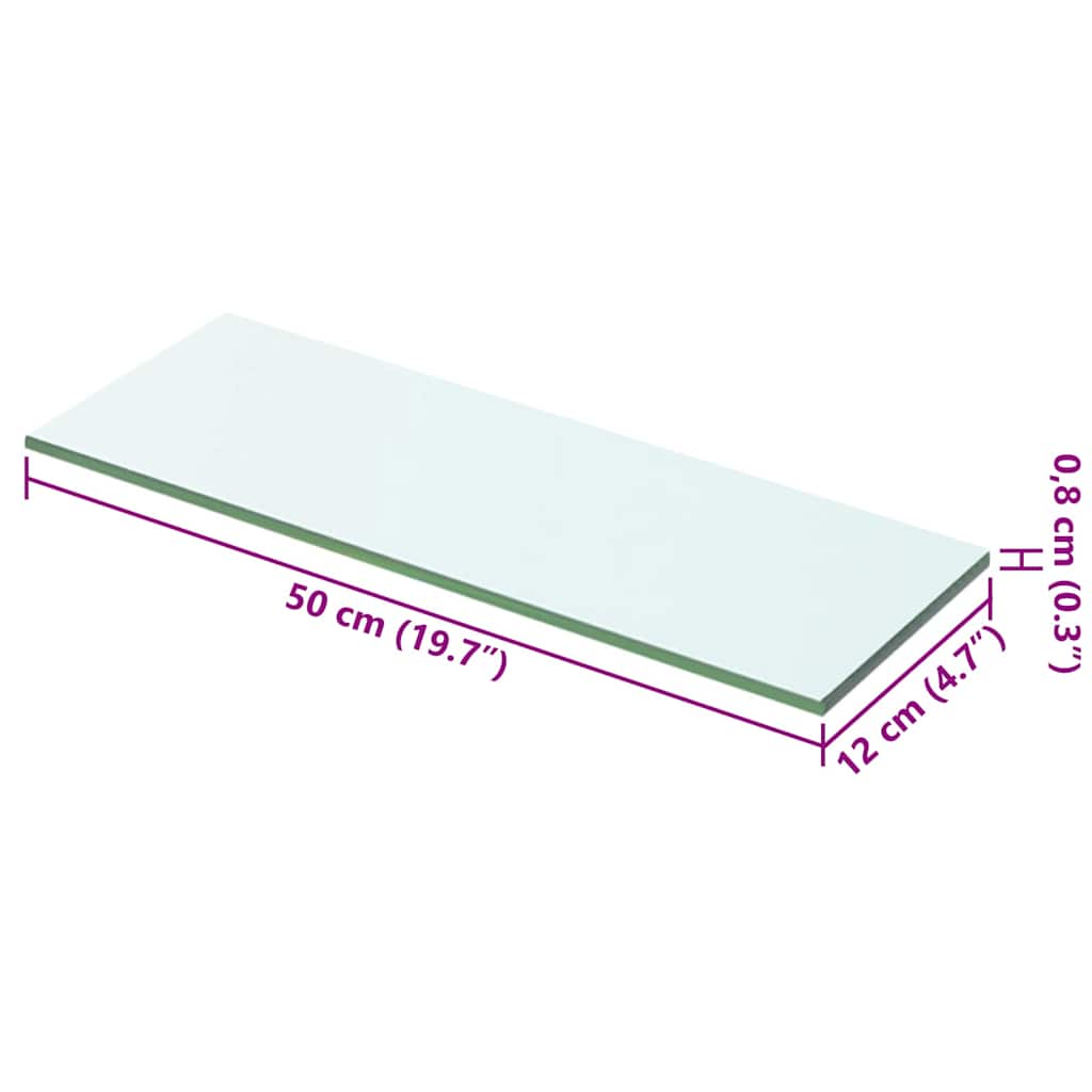 vidaXL Shelves 2 pcs Panel Glass Clear 50x12 cm