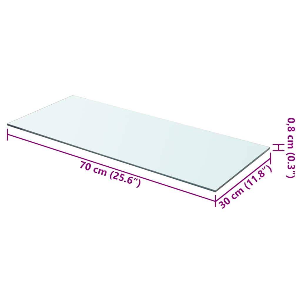vidaXL Shelves 2 pcs Panel Glass Clear 70x30 cm