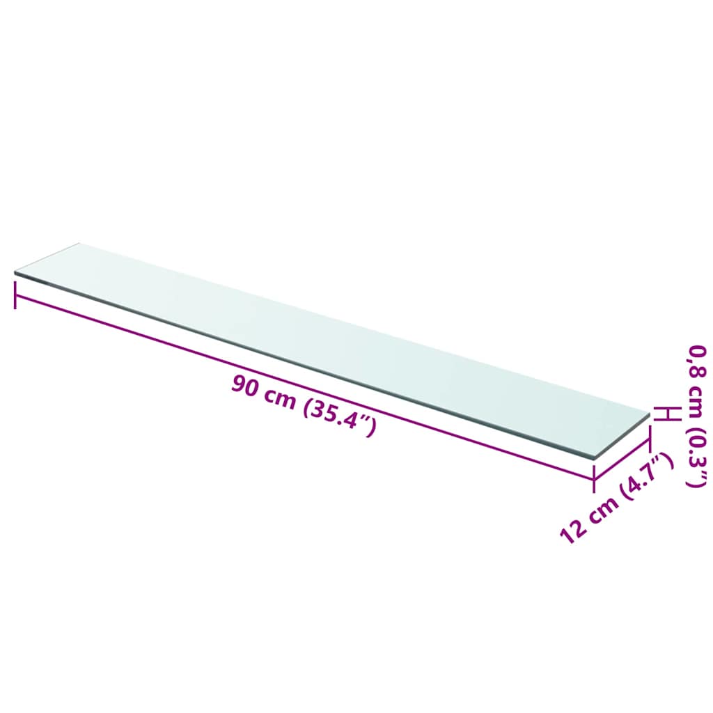 vidaXL Shelves 2 pcs Panel Glass Clear 90x12 cm