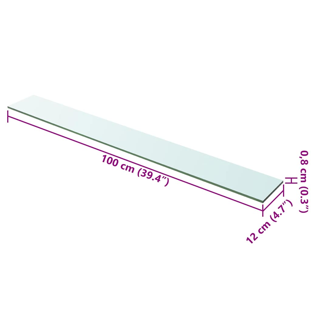 vidaXL Shelves 2 pcs Panel Glass Clear 100x12 cm