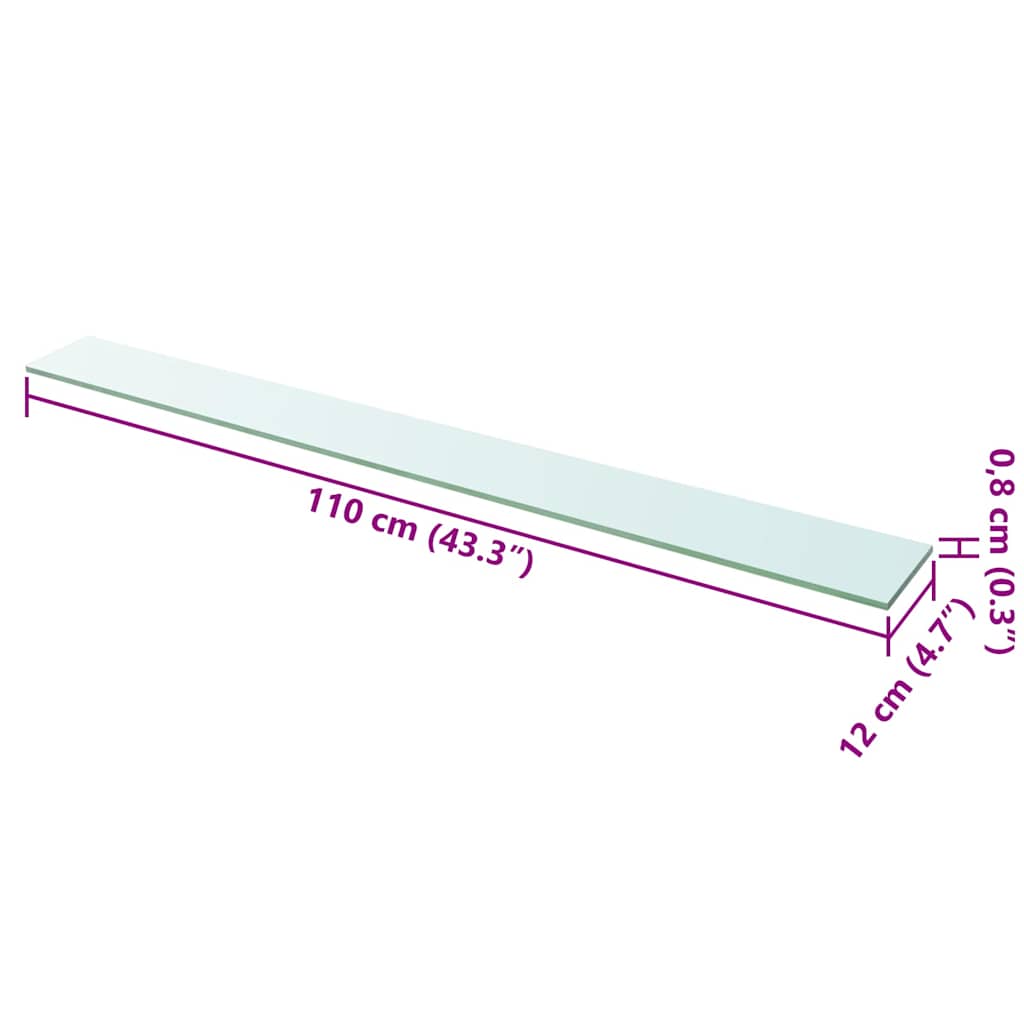 vidaXL Shelves 2 pcs Panel Glass Clear 110x12 cm