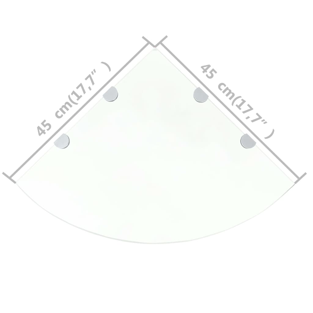 vidaXL Corner Shelf | Set of 2 | Clear | Toughened safety glass | 45x45 cm