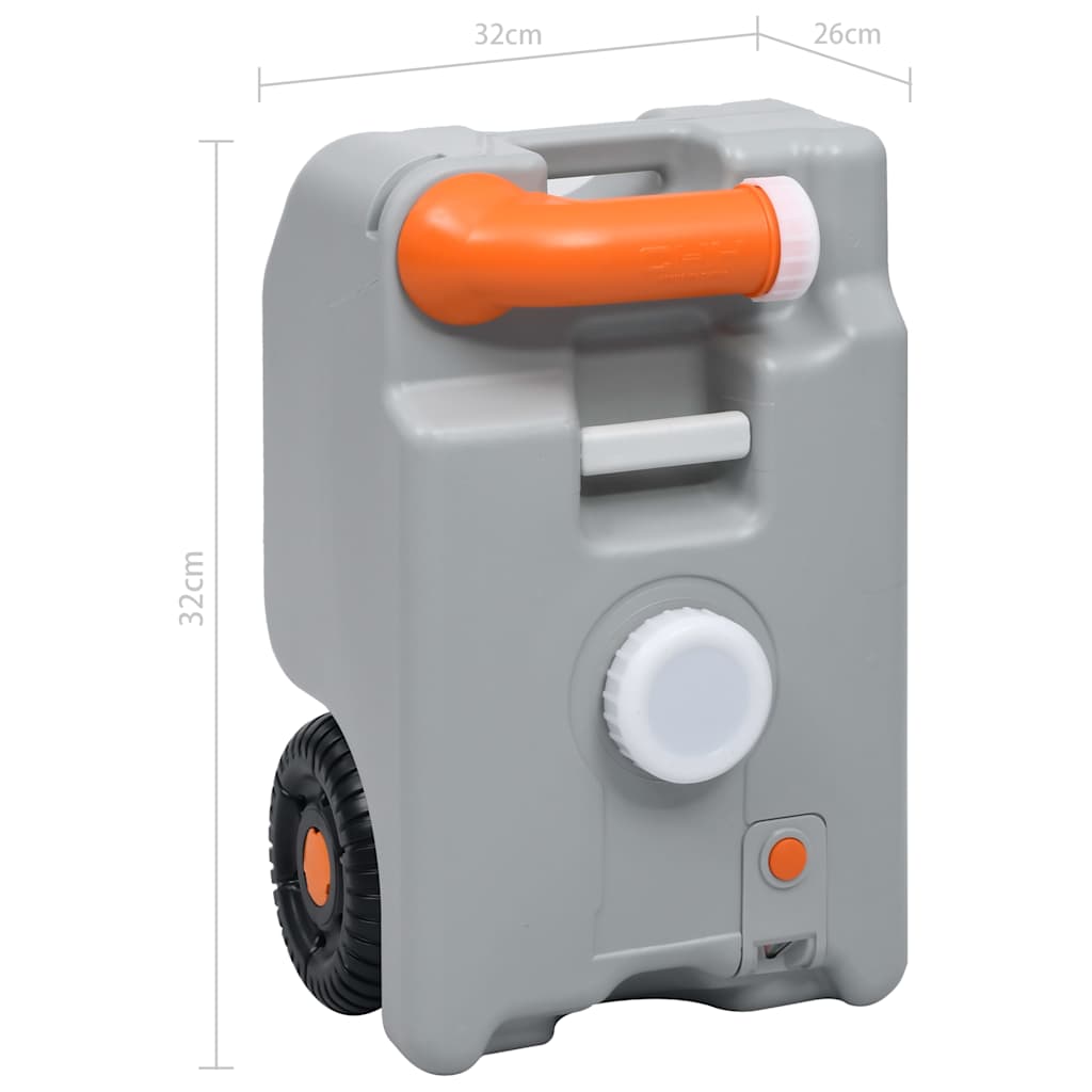 30135 vidaXL Wheeled Water Tank for Camping 25 L Grey