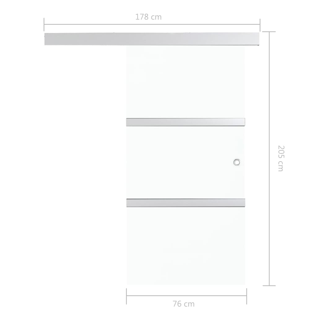 288055 vidaXL Sliding Door with Soft Stops ESG Glass and Aluminium 76x205 cm