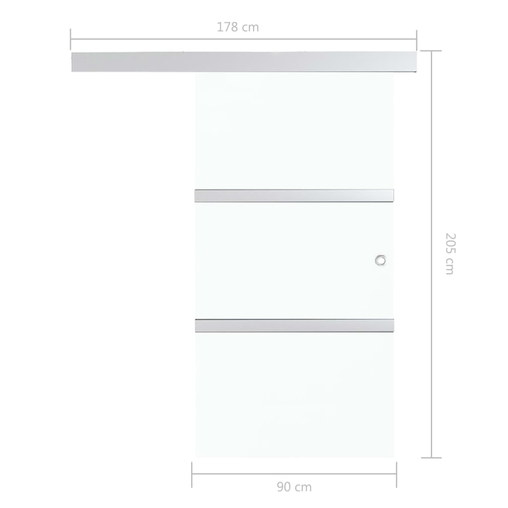 288056 vidaXL Sliding Door with Soft Stops ESG Glass and Aluminium 90x205 cm