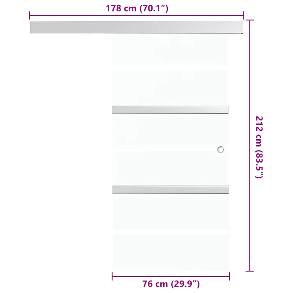 vidaXL Sliding Door ESG Glass and Aluminium 76x212 cm Silver