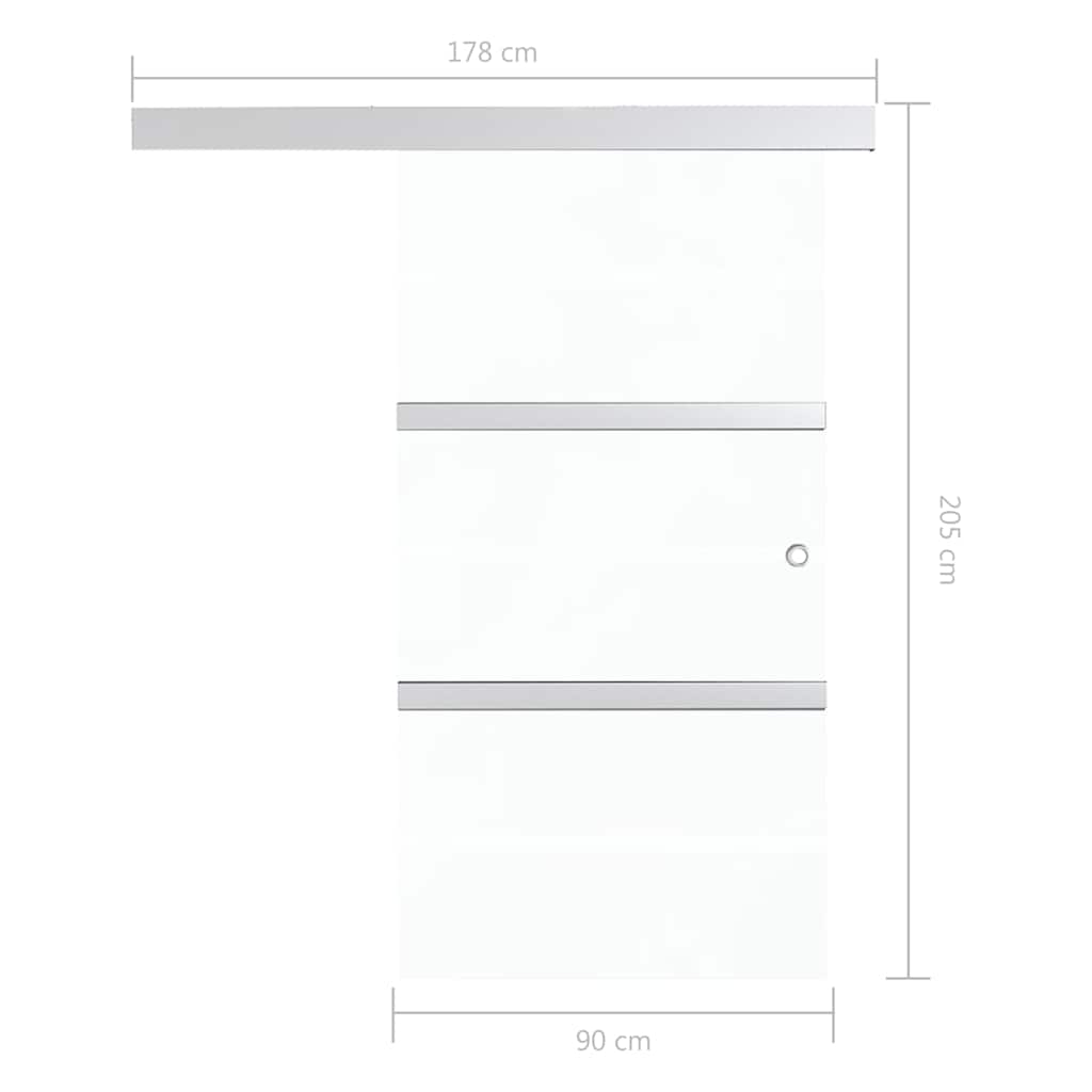 vidaXL Sliding Door with Soft Stops ESG Glass and Aluminium 90x205 cm