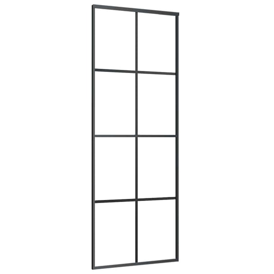 288064 vidaXL Sliding Door Aluminium and ESG Glass 76x205 cm Black