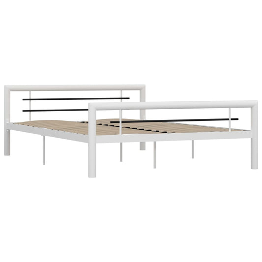vidaXL Bed Frame without Mattress White and Black Metal 140x200 cm