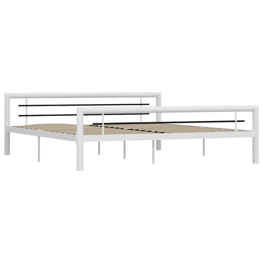 vidaXL Bed Frame | White and Black | Metal | Super King | Durable | Bed Frame