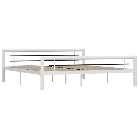 vidaXL Bed Frame without Mattress White and Black Metal 180x200 cm Super King
