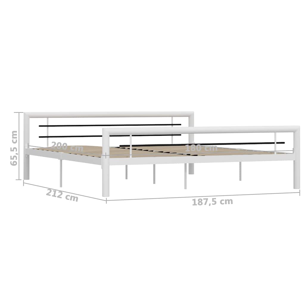 vidaXL Bed Frame without Mattress White and Black Metal 180x200 cm Super King