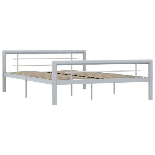 vidaXL Bed Frame without Mattress Grey and White Metal 120x200 cm