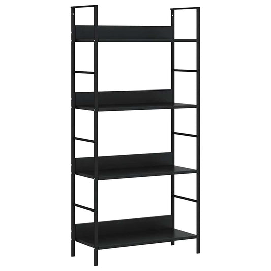 288222 vidaXL 4-Layer Book Shelf Black 60x27,6x124,5 cm Engineered Wood