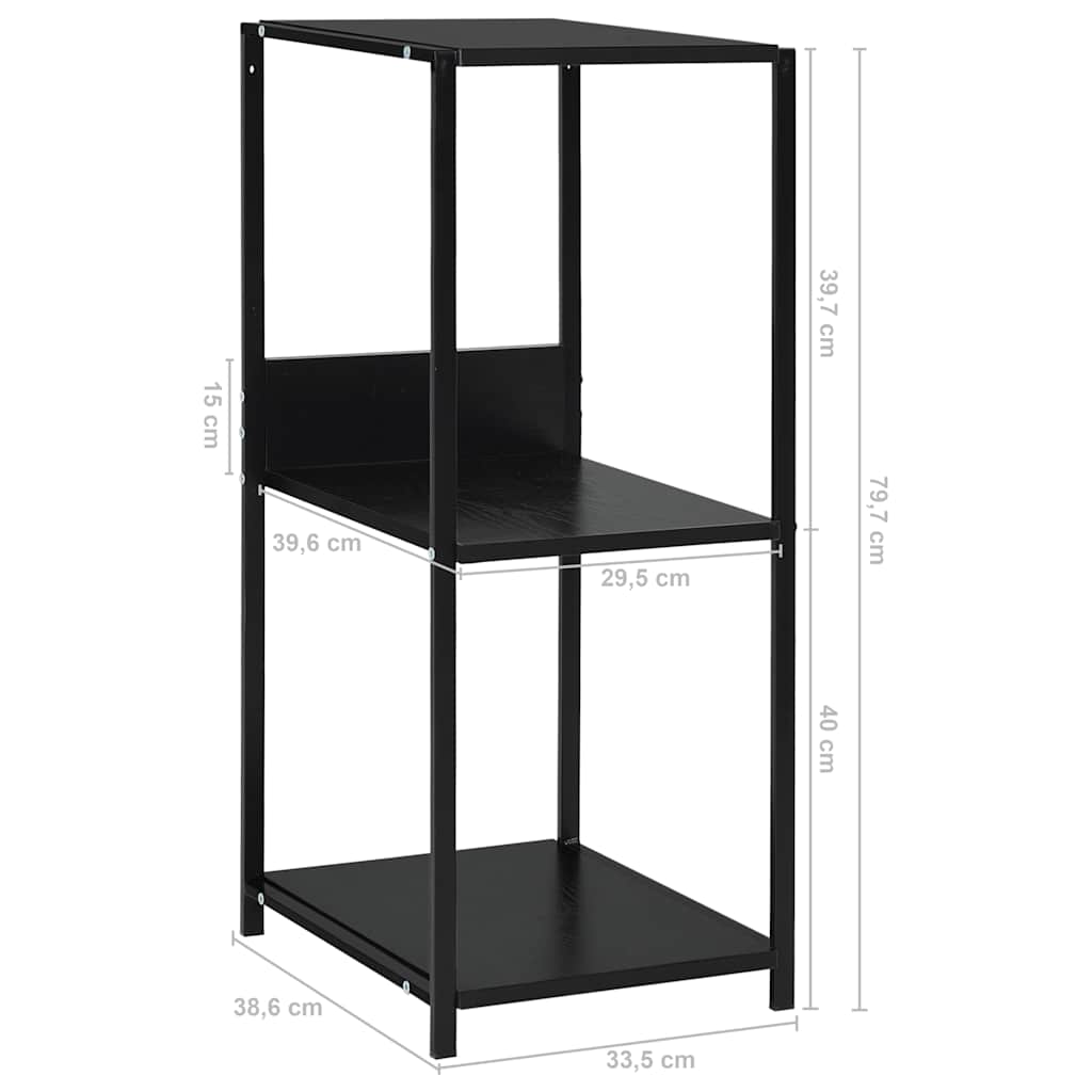 vidaXL Small Straight Book Shelf Black 33.5x39.6x79.7 cm