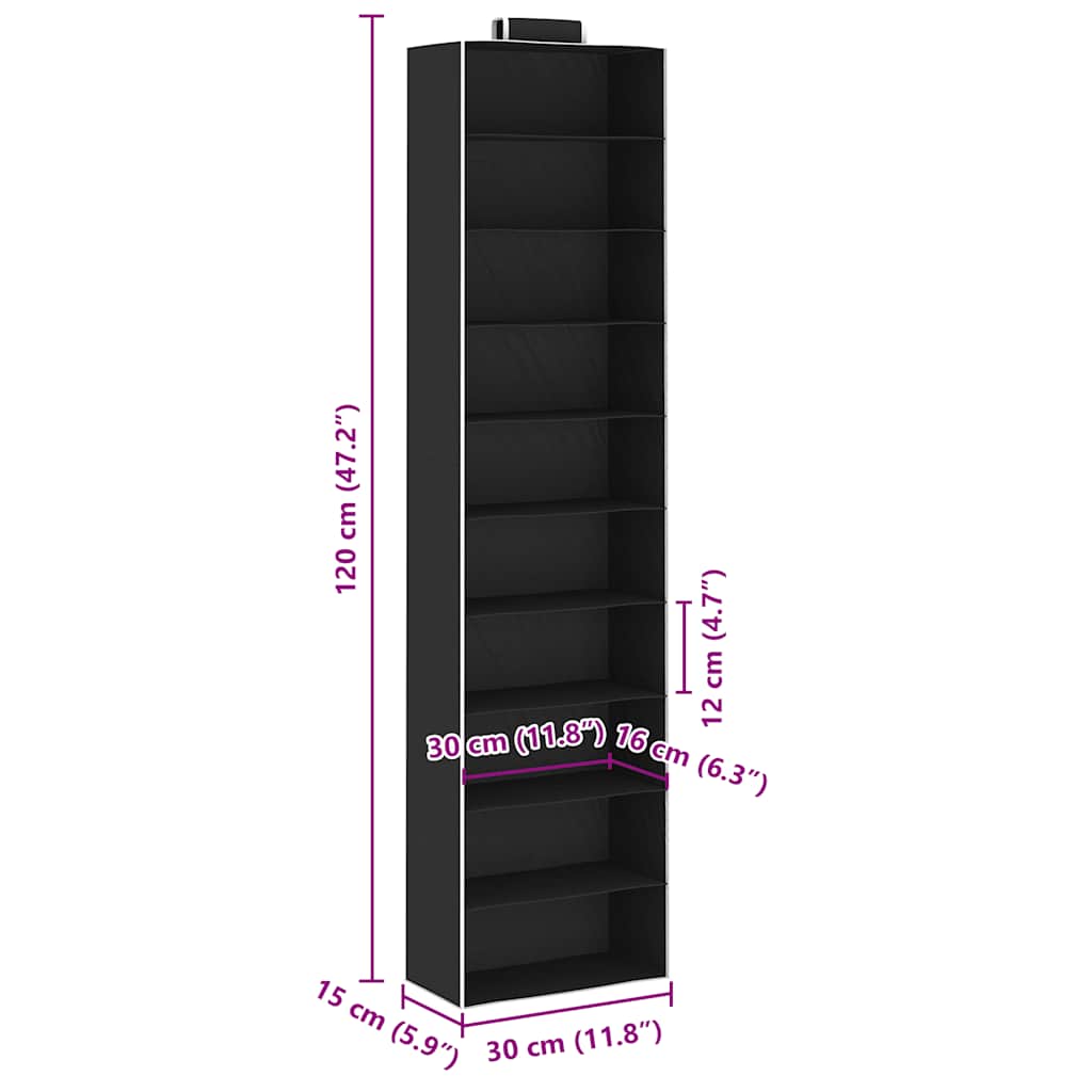 vidaXL Hanging Closet Organisers 2 pcs with 10 Shelves Fabric