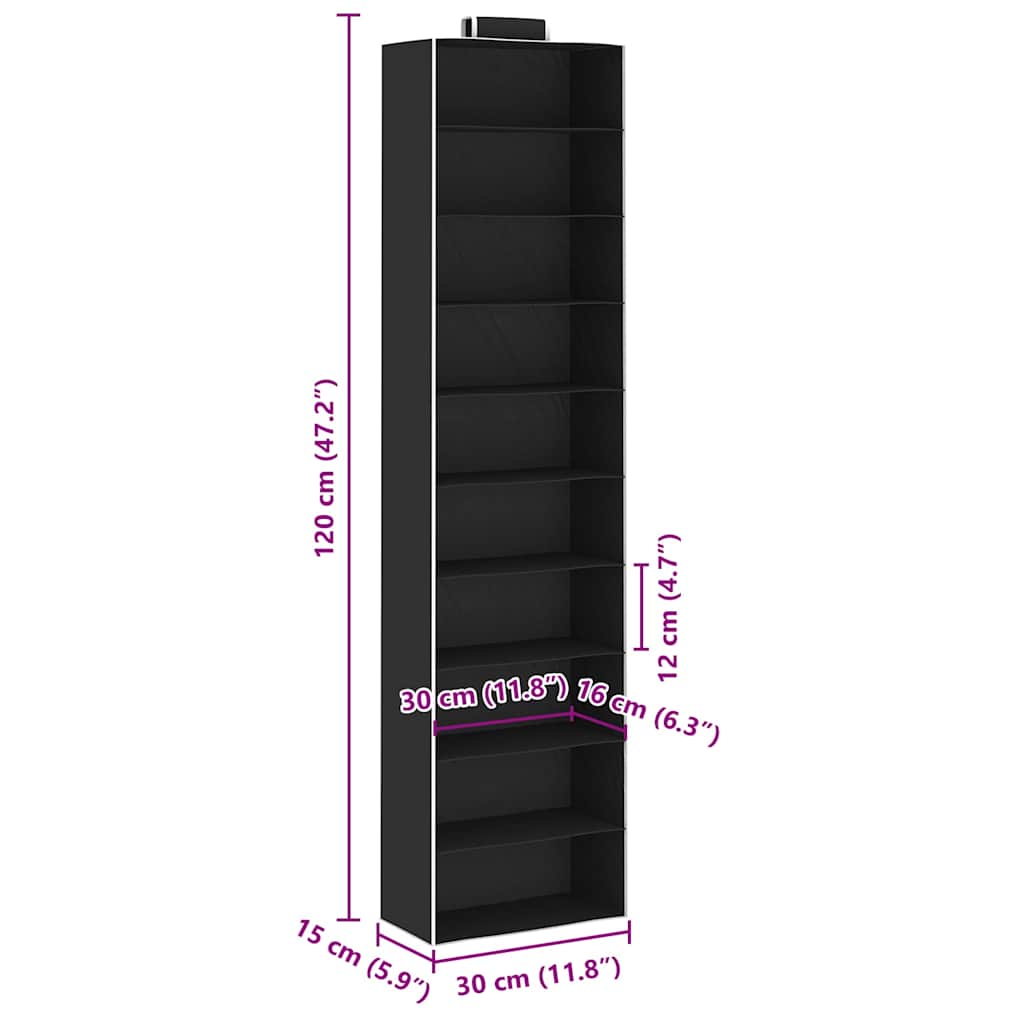 288327 vidaXL Hanging Closet Organisers 2 pcs with 10 Shelves Fabric