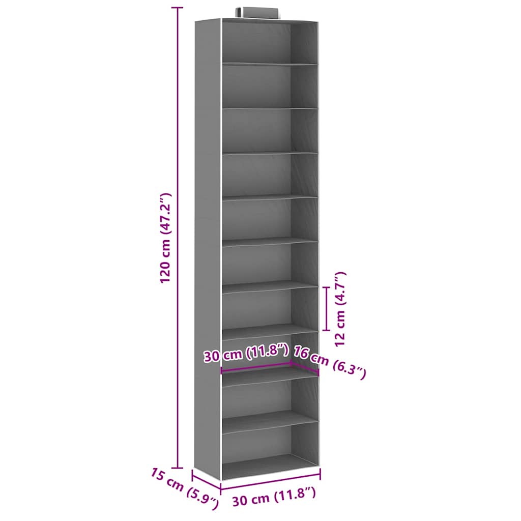vidaXL Hanging Closet Organisers 2 pcs with 10 Shelves Fabric
