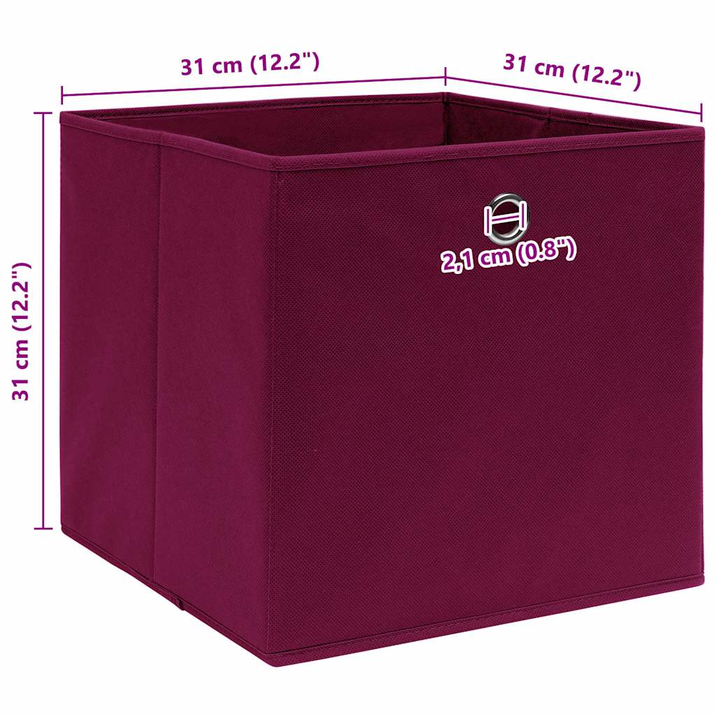 vidaXL Storage Boxes 4 pcs Dark Red 32x32x32 cm Fabric
