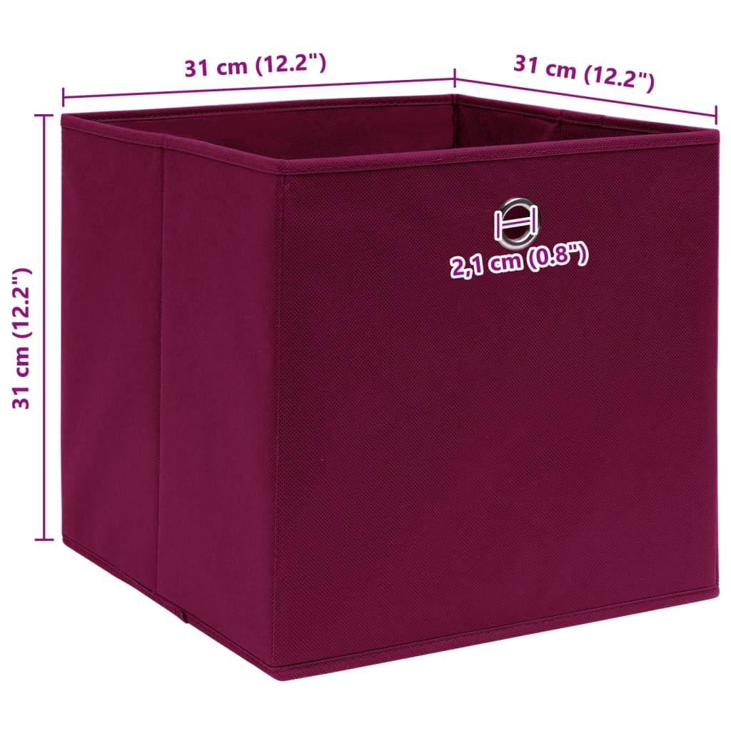 vidaXL Storage Boxes 10 pcs Dark Red 32x32x32 cm Fabric