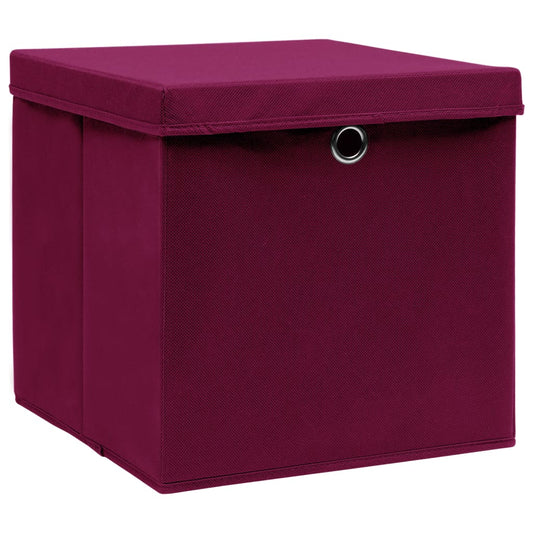 vidaXL Storage Box | Set of 10 | Dark Red | Non-woven fabric (100% polyester)