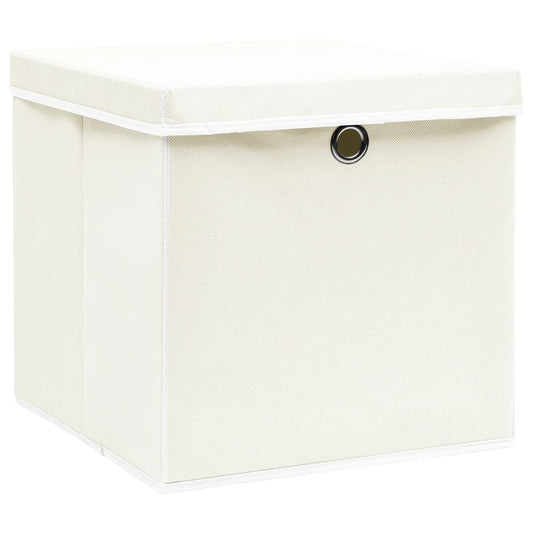 vidaXL Storage Box | Set of 4 | White | Non-woven fabric (100% polyester)