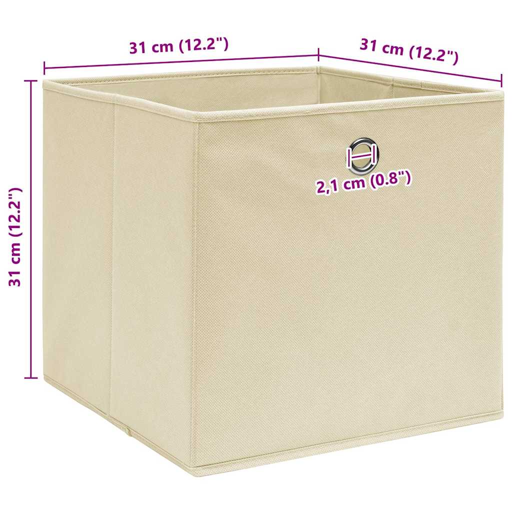 vidaXL Storage Boxes 10 pcs Cream 32x32x32 cm Fabric