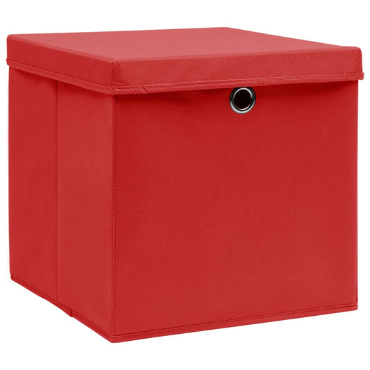 vidaXL Storage Box | Set of 10 | Red | Non-woven fabric (100% polyester)