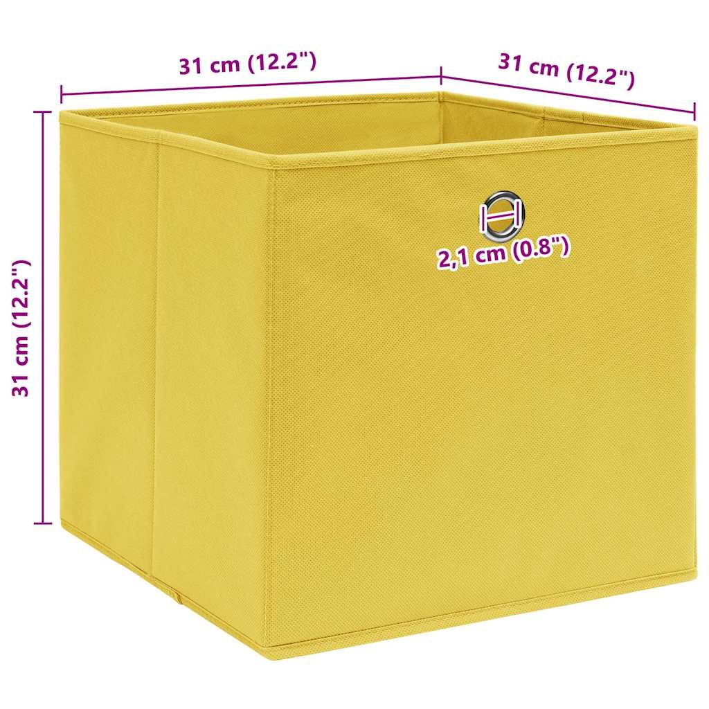 vidaXL Storage Boxes 10 pcs Yellow 32x32x32 cm Fabric