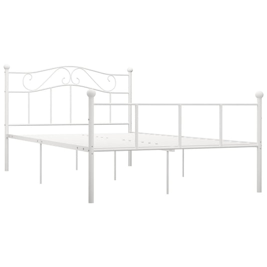vidaXL Bed Frame | White | Metal | Double | Durable | Bed Frame | Rectangular