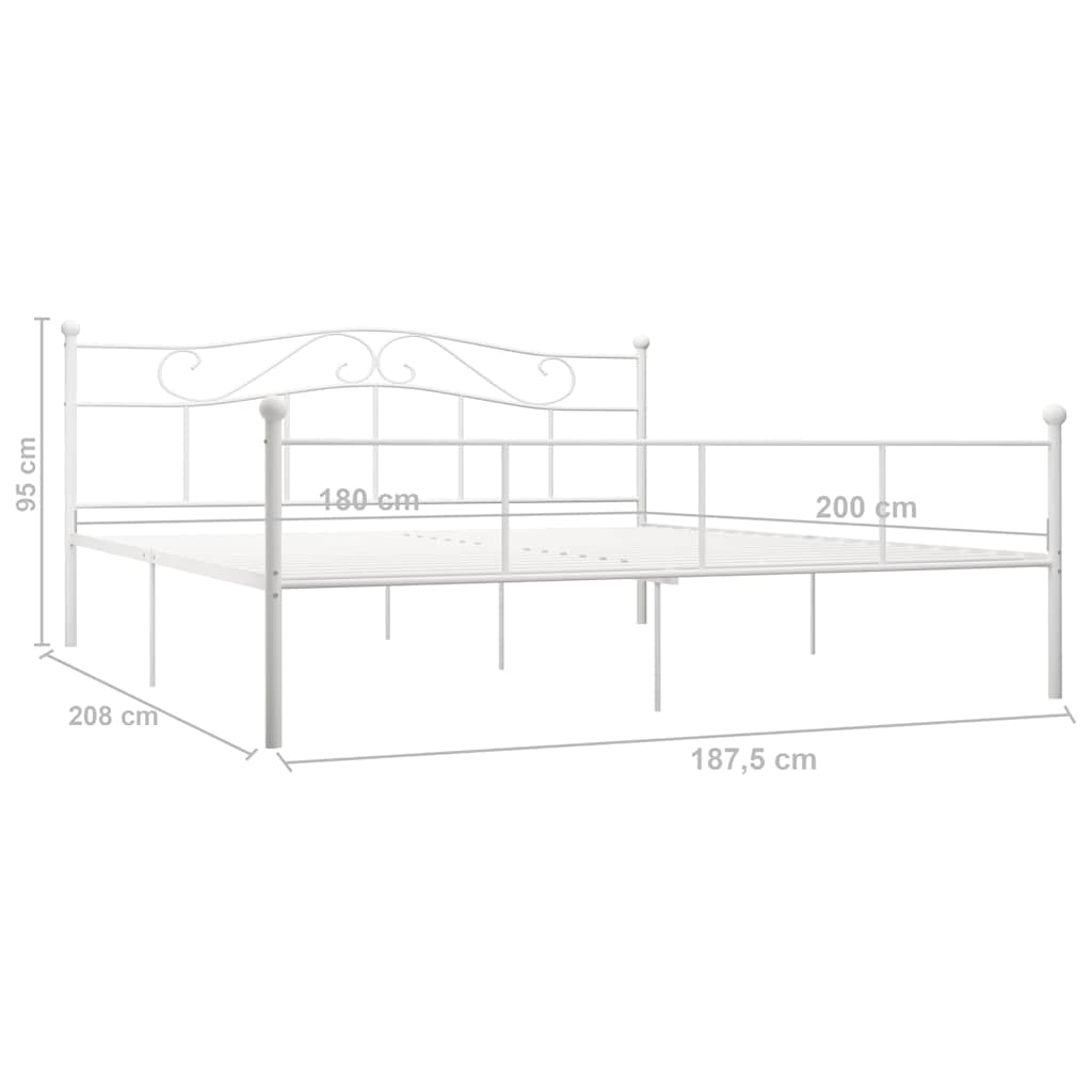 284521 vidaXL Bed Frame without Mattress White Metal 180x200 cm Super King