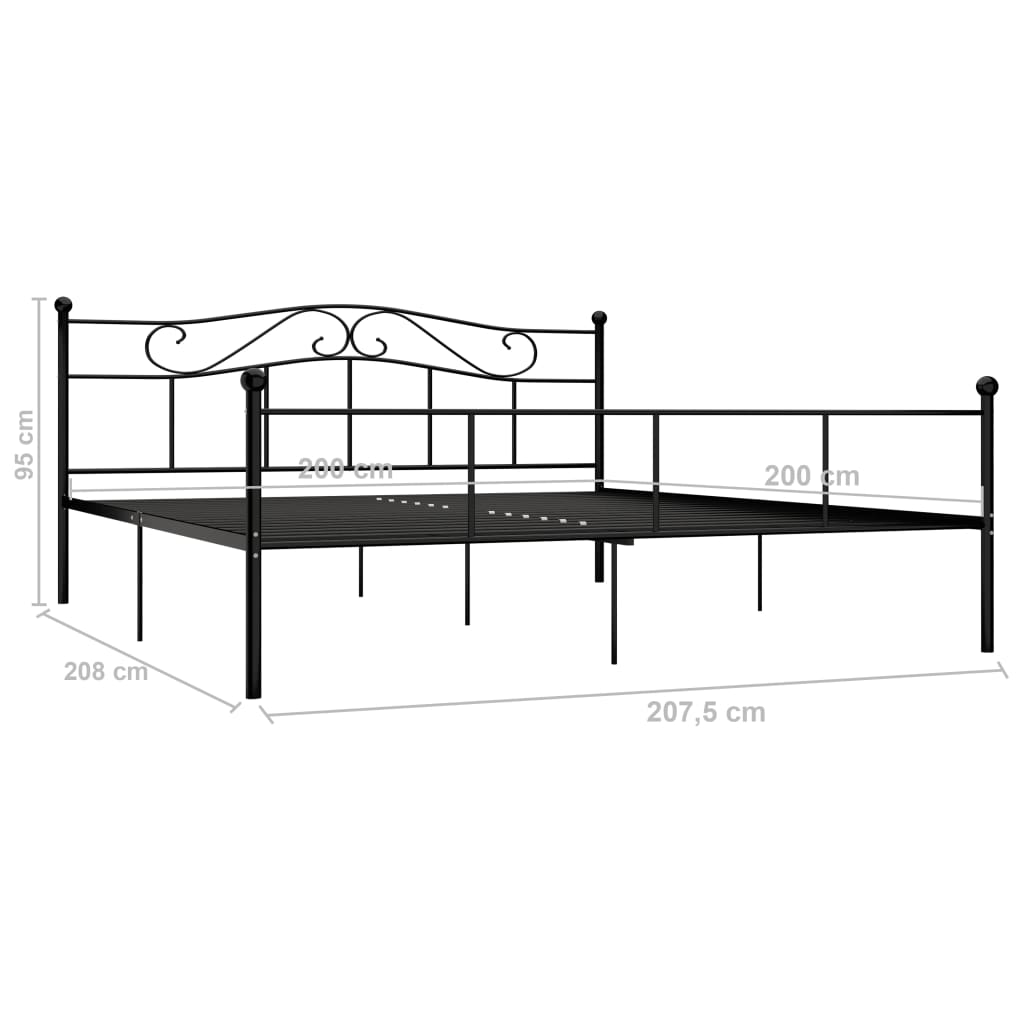 284529 vidaXL Bed Frame without Mattress Black Metal 200x200 cm