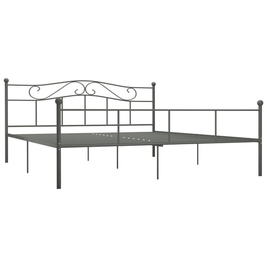 284535 vidaXL Bed Frame without Mattress Grey Metal 180x200 cm Super King