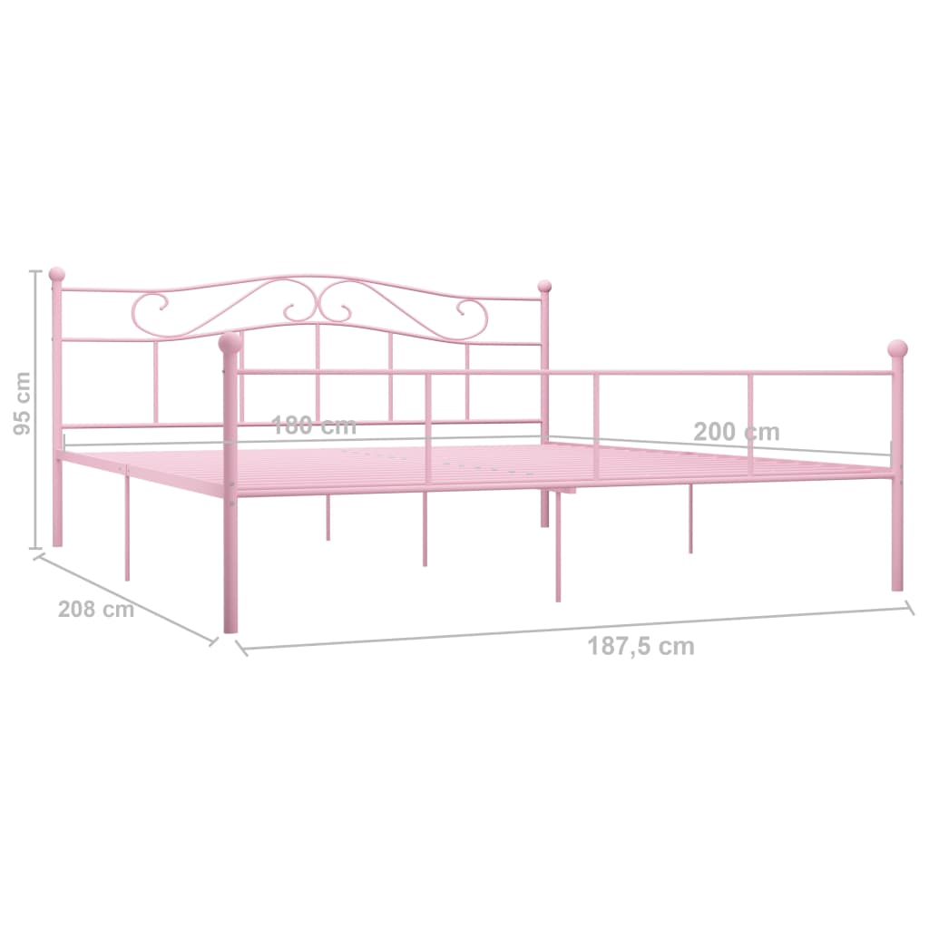 284542 vidaXL Bed Frame without Mattress Pink Metal 180x200 cm Super King