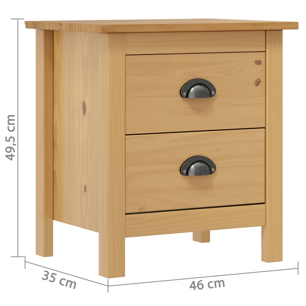 vidaXL Bedside Cabinet Hill 46x35x49.5 cm Solid Pine Wood