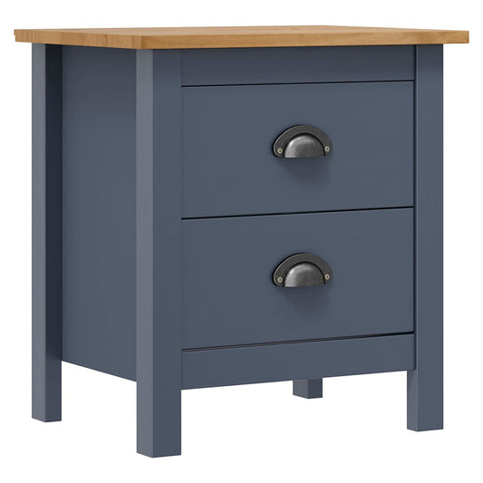 288905 vidaXL Bedside Cabinet "Hill" Grey 46x35x49,5 cm Solid Pine Wood